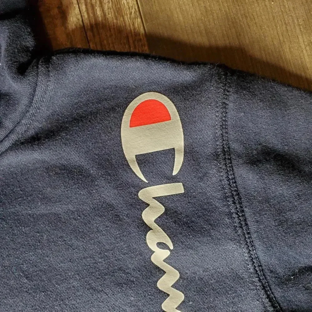 Champion Boys' Youth Long Sleeve Hooded Pullover Sweatshirt Navy Blue XL EUC